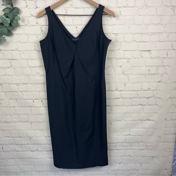 PIAZZA SEMPIONE Made in Italy Navy Blue Sleeveless Sheath Dress sz Italy 44/US 8 - Picture 1 of 7